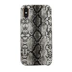 For iPhone XS Max Snake Skin Pattern PU+PVC Material Shockproof Mobile Protective Case(Light Grey)