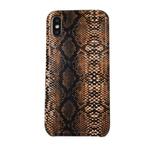 For iPhone XS Max Snake Skin Pattern PU+PVC Material Shockproof Mobile Protective Case(Light Brown)