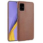 For Samsung Galaxy A51 5G Shockproof Crocodile Texture PC + PU Case(Brown)