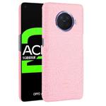 For OPPO Ace2 Shockproof Crocodile Texture PC + PU Case(Pink)