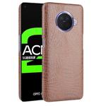 For OPPO Ace2 Shockproof Crocodile Texture PC + PU Case(Brown)