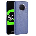 For OPPO Ace2 Shockproof Crocodile Texture PC + PU Case(Blue)