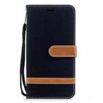 Color Matching Denim Texture Leather Case for Xiaomi Redmi Note 5A, with Holder & Card Slots & Wallet & Lanyard(Black)