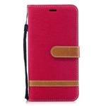 Color Matching Denim Texture Leather Case for Xiaomi Redmi Note 5A, with Holder & Card Slots & Wallet & Lanyard(Red)