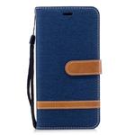 Color Matching Denim Texture Leather Case for Xiaomi Redmi Note 5A, with Holder & Card Slots & Wallet & Lanyard(Dark Blue)