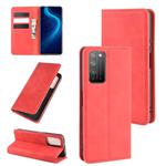 For Huawei Honor X10 5G Retro-skin Business Magnetic Suction Leather Case with Holder & Card Slots & Wallet(Red)