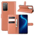 For Huawei Honor X10 5G Litchi Texture Horizontal Flip Protective Case with Holder & Card Slots & Wallet(Brown)