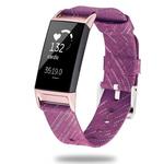 For Fitbit Charge 3 Watch Nylon Canvas Strap Plastic Connector Length: 21cm(Violet)