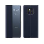 For Huawei Mate 20 Side Window Display Comes with Sleep Function / Stand Plain Cloth Flip Phone Case(Dark Blue)