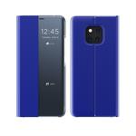 For Huawei Mate 20 Side Window Display Comes with Sleep Function / Stand Plain Cloth Flip Phone Case(Sky Blue)