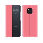 For Huawei Mate 20 Lite Side Window Display Comes with Sleep Function / Stand Plain Cloth Flip Phone Case(Pink)