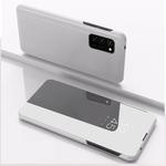 For Samsung Galaxy M31 / M21 / M30S Plated Mirror Horizontal Flip Leather Case with Holder(Silver)