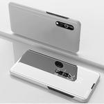 For Samsung Galaxy A01 Plated Mirror Horizontal Flip Leather Case with Holder(Silver)