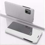 For Samsung Galaxy M40s Plated Mirror Horizontal Flip Leather Case with Holder(Silver)