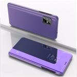 For Samsung Galaxy M40s Plated Mirror Horizontal Flip Leather Case with Holder(Purple Blue)