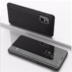 For Xiaomi Mi 10 Lite Plated Mirror Horizontal Flip Leather Case with Holder(Black)