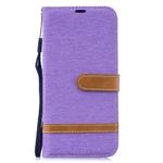 Color Matching Denim Texture Leather Case for Xiaomi Redmi Note 6, with Holder & Card Slots & Wallet & Lanyard(Purple)