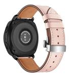 22mm For Huawei Watch GT2e / GT2 46mm Leather Butterfly Buckle Strap Silver Buckle(Pink)