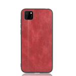 For Huawei Y5p Shockproof Sewing Cow Pattern Skin PC + PU + TPU Case(Red)