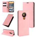 For Nokia 5.3 Retro-skin Business Magnetic Suction Leather Case with Holder & Card Slots & Wallet(Pink)