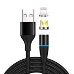 2 in 1 3A USB to 8 Pin + Micro USB Fast Charging + 480Mbps Data Transmission Mobile Phone Magnetic Suction Fast Charging Data Cable, Cable Length: 1m((Black)
