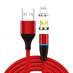 2 in 1 3A USB to 8 Pin + Micro USB Fast Charging + 480Mbps Data Transmission Mobile Phone Magnetic Suction Fast Charging Data Cable, Cable Length: 1m((Red)