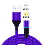 2 in 1 3A USB to 8 Pin + Micro USB Fast Charging + 480Mbps Data Transmission Mobile Phone Magnetic Suction Fast Charging Data Cable, Cable Length: 1m((Blue)