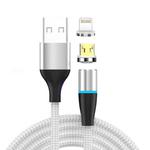 2 in 1 3A USB to 8 Pin + Micro USB Fast Charging + 480Mbps Data Transmission Mobile Phone Magnetic Suction Fast Charging Data Cable, Cable Length: 1m((Silver)