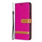 Color Matching Denim Texture Leather Case for LG Stylo 5, with Holder & Card Slots & Wallet & Lanyard(Rose red)