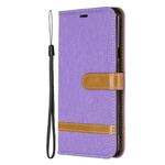 Color Matching Denim Texture Leather Case for LG Stylo 5, with Holder & Card Slots & Wallet & Lanyard(Purple)