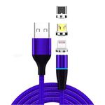 3 in 1 3A USB to 8 Pin + Micro USB + USB-C / Type-C Fast Charging + 480Mbps Data Transmission Mobile Phone Magnetic Suction Fast Charging Data Cable, Cable Length: 1m(Blue)