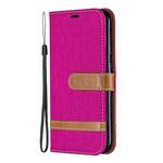 Color Matching Denim Texture Leather Case for Nokia 4.2, with Holder & Card Slots & Wallet & Lanyard(Rose red)