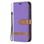 Color Matching Denim Texture Leather Case for Nokia 4.2, with Holder & Card Slots & Wallet & Lanyard(Purple)