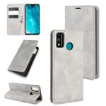 For Huawei Honor 9X lite Retro-skin Business Magnetic Suction Leather Case with Holder & Card Slots & Wallet(Grey)