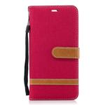 Color Matching Denim Texture Leather Case for Huawei Mate 10 Lite, with Holder & Card Slots & Wallet & Lanyard(Red)