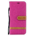 Color Matching Denim Texture Leather Case for Huawei Mate 20 Lite, with Holder & Card Slots & Wallet & Lanyard(Rose red)