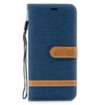 Color Matching Denim Texture Leather Case for Huawei Mate 20 Lite, with Holder & Card Slots & Wallet & Lanyard(Dark blue)