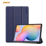 For Samsung Galaxy Tab S6 Lite P610 / P615 / Tab S6 Lite 2022 / P613 / P619 ENKAY 3-Fold Plastic Leather Smart Tablet Case(Dark Blue)