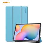 For Samsung Galaxy Tab S6 Lite P610 / P615 / Tab S6 Lite 2022 / P613 / P619 ENKAY 3-Fold Plastic Leather Smart Tablet Case(Light Blue)