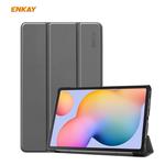 For Samsung Galaxy Tab S6 Lite P610 / P615 / Tab S6 Lite 2022 / P613 / P619 ENKAY 3-Fold Plastic Leather Smart Tablet Case(Grey)