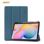 For Samsung Galaxy Tab S6 Lite P610 / P615 / Tab S6 Lite 2022 / P613 / P619 ENKAY Leather Smart Tablet Case with Pen Slot(Blackish Green)