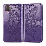 For Huawei Y5P Butterfly Love Flower Embossed Horizontal Flip Leather Case with Bracket / Card Slot / Wallet / Lanyard(Dark Purple)