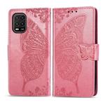 For Xiaomi 10 Lite 5G Butterfly Love Flower Embossed Horizontal Flip Leather Case with Bracket / Card Slot / Wallet / Lanyard(Pink)