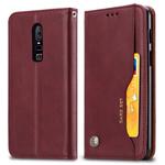 Knead Skin Texture Horizontal Flip Leather Case for OnePlus 6, with Photo Frame & Holder & Card Slots & Wallet(Wine Red)