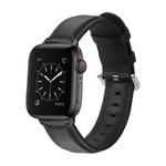 For Apple Watch Series 5 & 4 44mm 3 & 2 & 1 42mm Round Hole Leather Strap(Black)