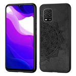 For Xiaomi 10 Lite 5G Mandala Embossed Cloth Cover PC + TPU Mobile Phone Case with Magnetic Function and Hand Strap(Black)