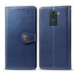 For Xiaomi Redmi 10X 4G/Redmi Note 9 Retro Solid Color Leather Buckle Phone Case with Lanyard & Photo Frame & Card Slot & Wallet & Stand Function(Blue)