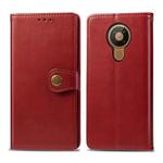 For Nokia 5.3 Retro Solid Color Leather Buckle Phone Case with Lanyard & Photo Frame & Card Slot & Wallet & Stand Function(Red)