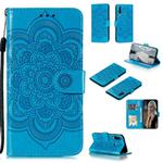 For Huawei Y6P Mandala Embossing Pattern Horizontal Flip Leather Case with Holder & Card Slots & Wallet & Photo Frame & Lanyard(Blue)