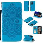 For Huawei Honor X10 Mandala Embossing Pattern Horizontal Flip Leather Case with Holder & Card Slots & Wallet & Photo Frame & Lanyard(Blue)